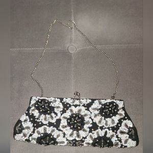 White house black market sequins beaded clutch